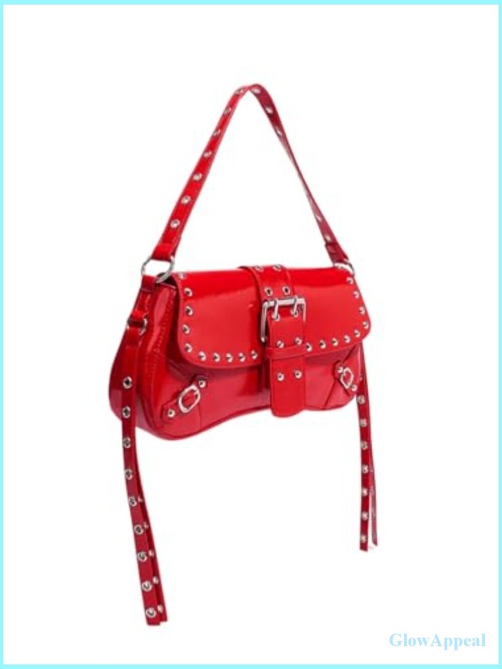 Studded Punk Leather Shoulder Bag Hobo Purse One Size - Picture 4 of 7